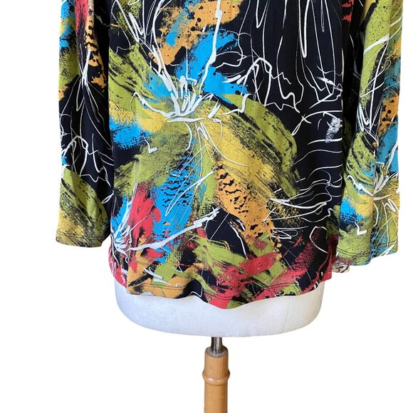 Vintage Jess & Jane Artsy Bold Shirt Abstract Statement Funky Lagenlook USA-XL - Picture 9 of 12